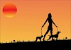 Wandern mit Hund Frau mitzwei hunden an der Leine - Illustration - © CC0 - Pixabay - Kaz